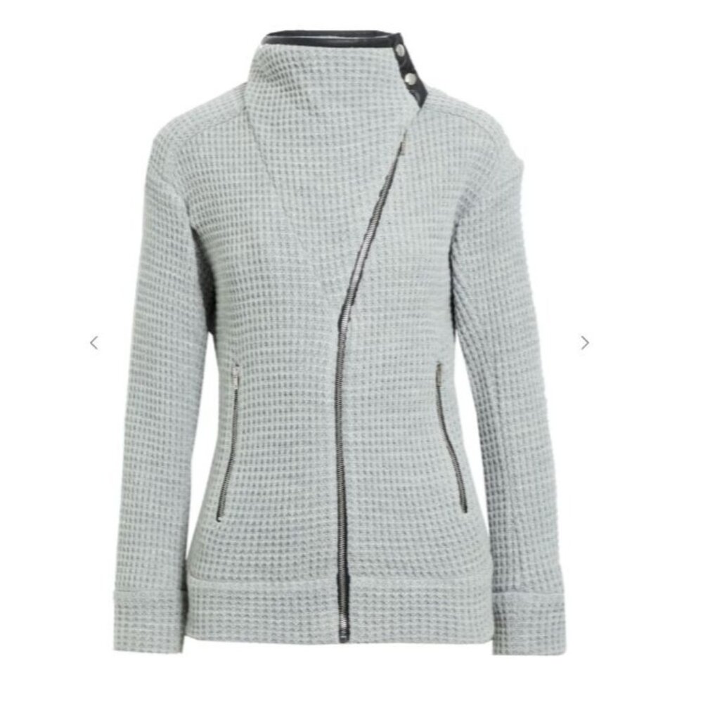 IRO Chelane Jacket Pearl Gray Size 38 Full Zip Waffle Knit Full Zip NWT US 6